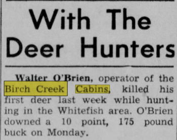 Birch Creek Cabins - Nov 29 1954 Article (newer photo)